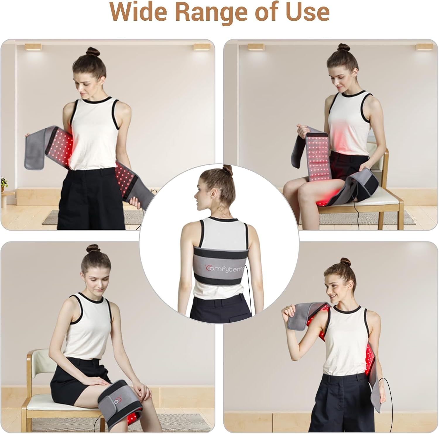 Red Light Therapy Belt with 126 Leds, Wearable Red Light Therapy for Body, 660Nm & 850Nm, Birthday Gifts for Men Dad Women Mom, 22W Light Wrap with Timer for Joint Muscle(Corded)