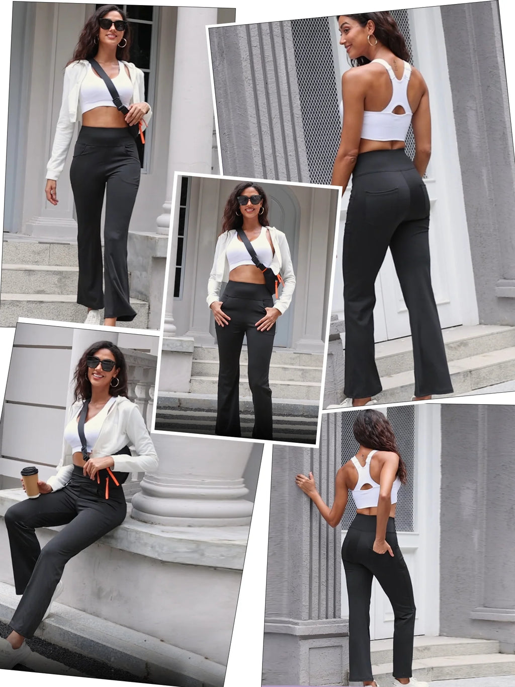 Womens Bootcut Yoga Pants Flare Workout Legging with Pockets High Waist Lightweight Bottoms Activewear Black L