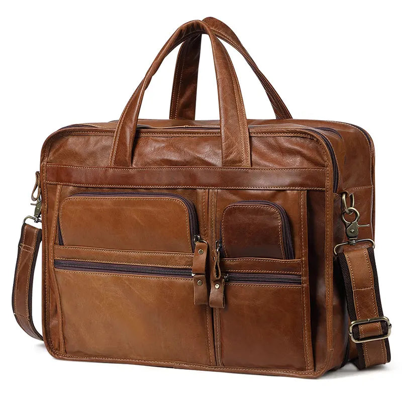 Men Business Travel Men Messenger Bags Genuine Leather Men'S Handbags Male Large A4 Office Leather Shoulder Bag Laptop Bags