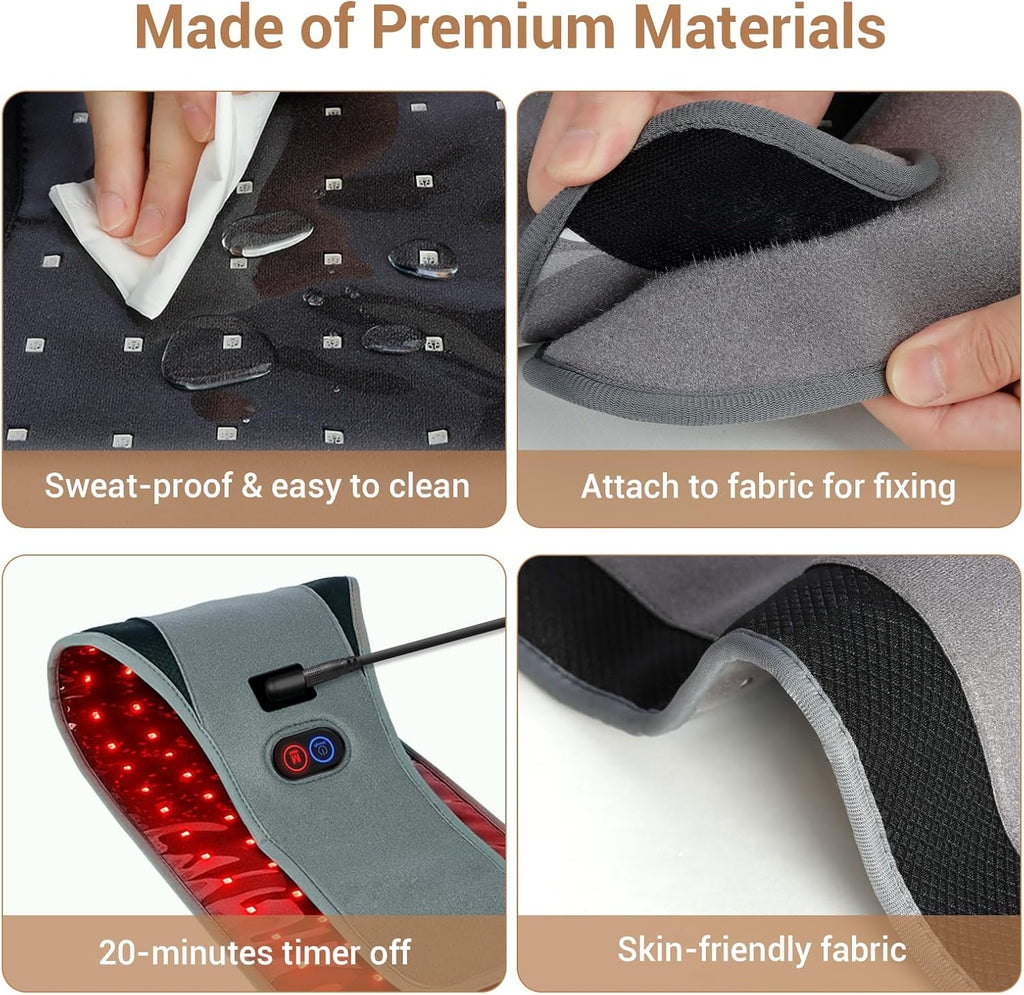 Red Light Therapy Belt with 126 Leds, Wearable Red Light Therapy for Body, 660Nm & 850Nm, Birthday Gifts for Men Dad Women Mom, 22W Light Wrap with Timer for Joint Muscle(Corded)