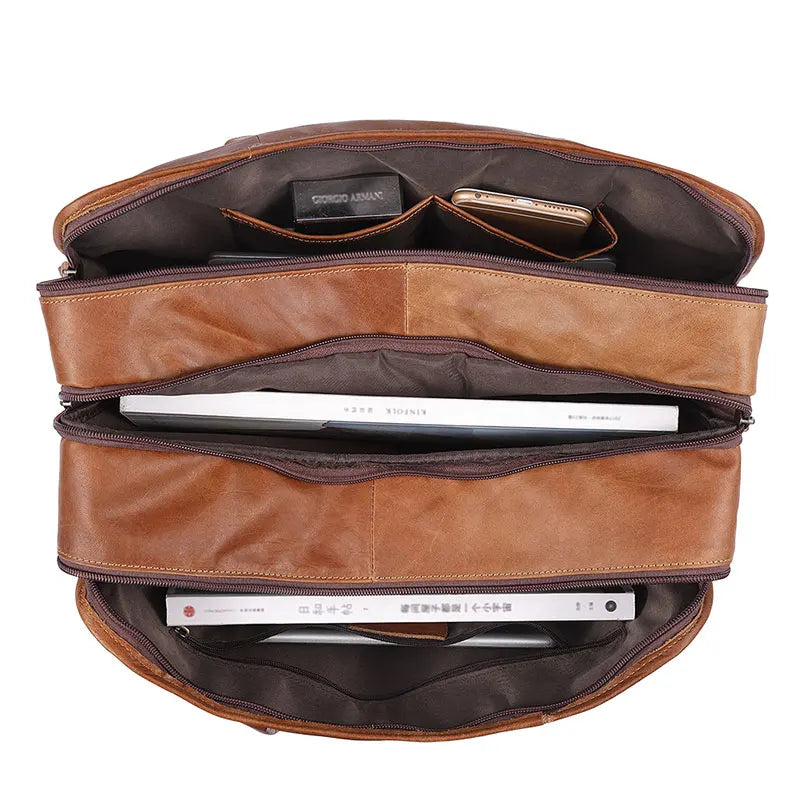 Men Business Travel Men Messenger Bags Genuine Leather Men'S Handbags Male Large A4 Office Leather Shoulder Bag Laptop Bags
