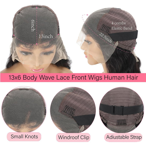 13X6 Lace Front Wigs Human Hair Body Wave Lace Front Wigs Human Hair Pre Plucked with Baby Hair for Black Women, Natural