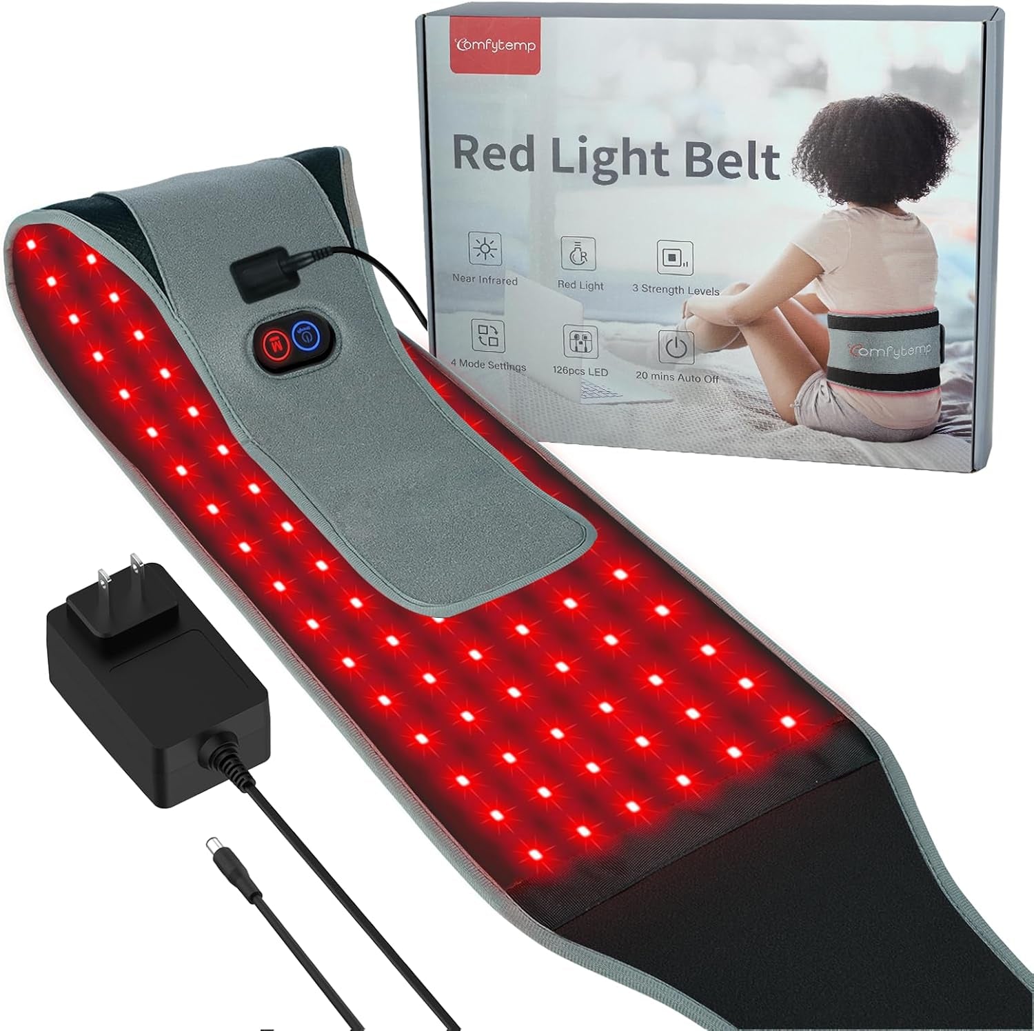 Red Light Therapy Belt with 126 Leds, Wearable Red Light Therapy for Body, 660Nm & 850Nm, Birthday Gifts for Men Dad Women Mom, 22W Light Wrap with Timer for Joint Muscle(Corded)