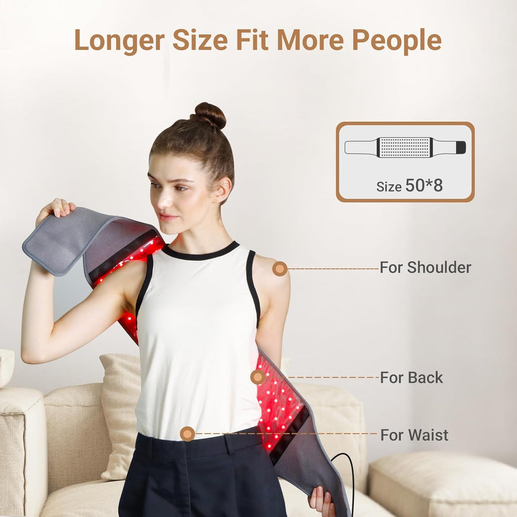 Red Light Therapy Belt with 126 Leds, Wearable Red Light Therapy for Body, 660Nm & 850Nm, Birthday Gifts for Men Dad Women Mom, 22W Light Wrap with Timer for Joint Muscle(Corded)