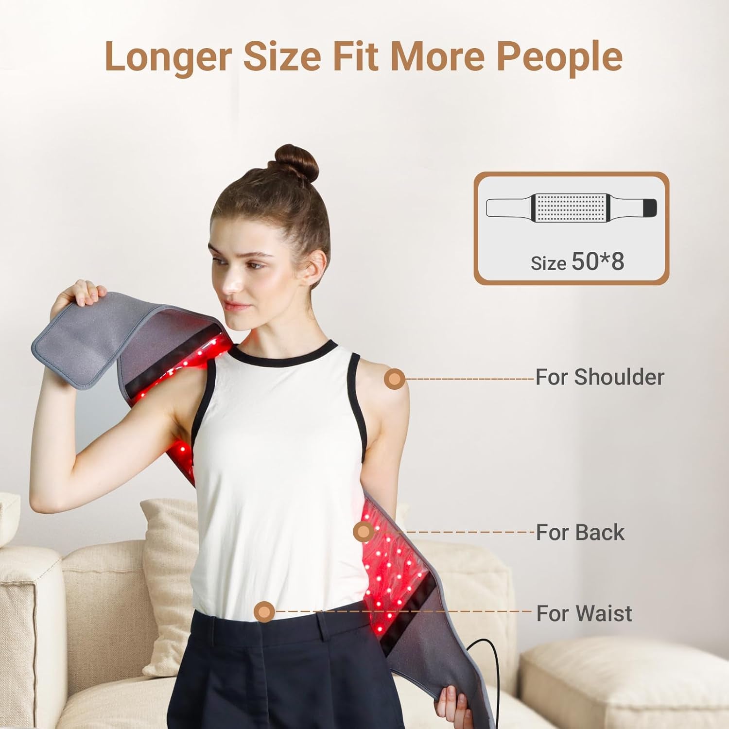 Red Light Therapy Belt with 126 Leds, Wearable Red Light Therapy for Body, 660Nm & 850Nm, Birthday Gifts for Men Dad Women Mom, 22W Light Wrap with Timer for Joint Muscle(Corded)