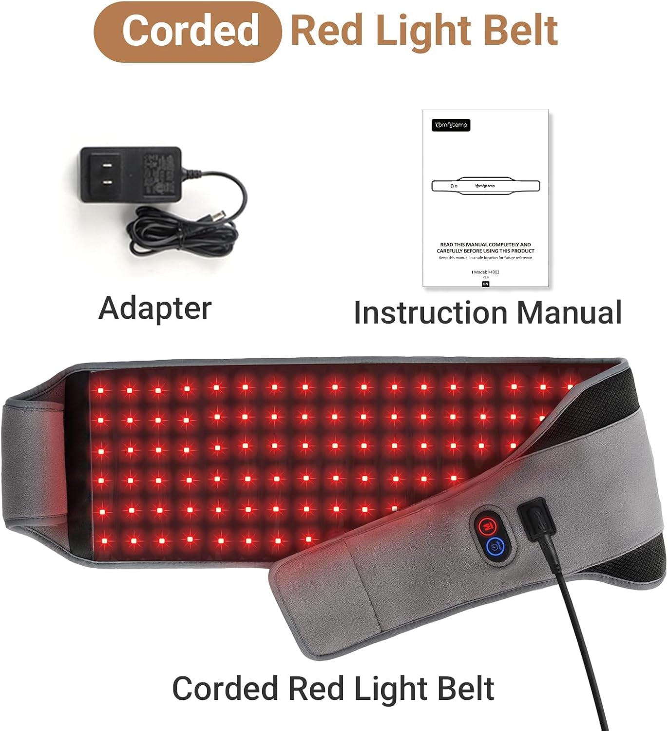 Red Light Therapy Belt with 126 Leds, Wearable Red Light Therapy for Body, 660Nm & 850Nm, Birthday Gifts for Men Dad Women Mom, 22W Light Wrap with Timer for Joint Muscle(Corded)